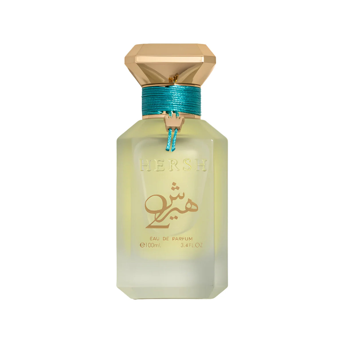 Alezz Oud Hersh 2 Eau de Parfum 100ml bottle with gold cap and turquoise neck detailing