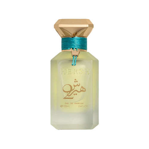 Alezz Oud Hersh 2 Eau de Parfum 100ml bottle with gold cap and turquoise neck detailing