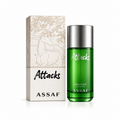Assaf Attacks Eau de Parfum 125ml green bottle with silver cap on a white background