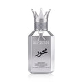 Alezz Oud Hersh Mehwar Eau de Parfum 100ml silver bottle with crown-shaped cap on a white background