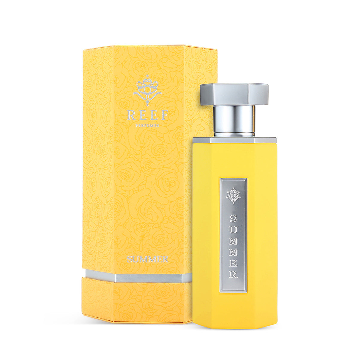 Reef Summer Yellow Eau de Parfum 100ml sunshine yellow bottle with matching yellow box