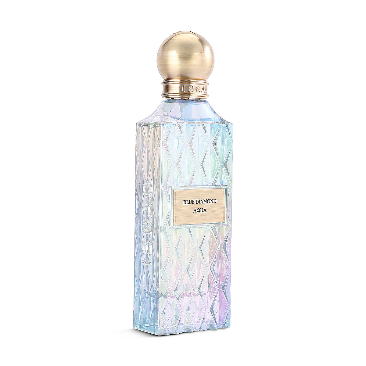 IBRAQ Blue Diamond Aqua Eau de Parfum 150ml iridescent crystal bottle side view