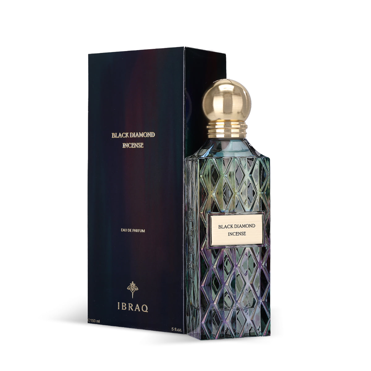 IBRAQ Black Diamond Incense Eau de Parfum 150ml bottle close-up