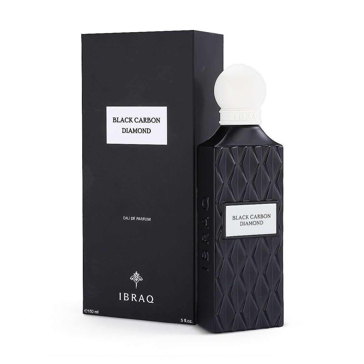 IBRAQ Black Carbon Diamond Eau de Parfum 150ml matte black bottle with box