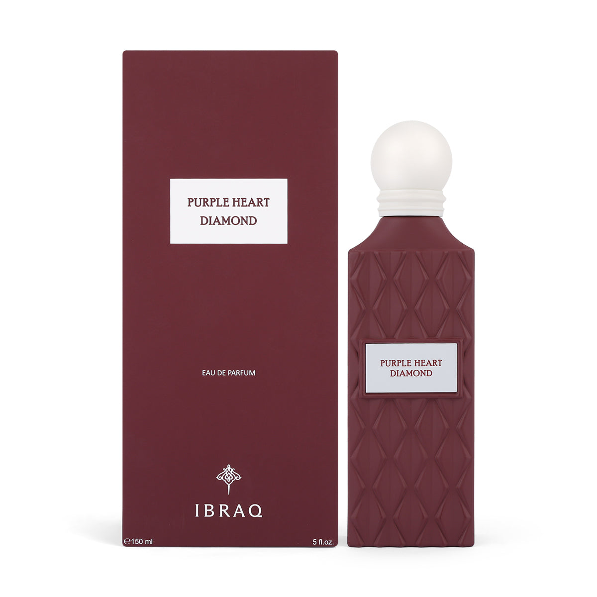 IBRAQ Purple Heart Diamond Eau de Parfum 150ml bottle and box together