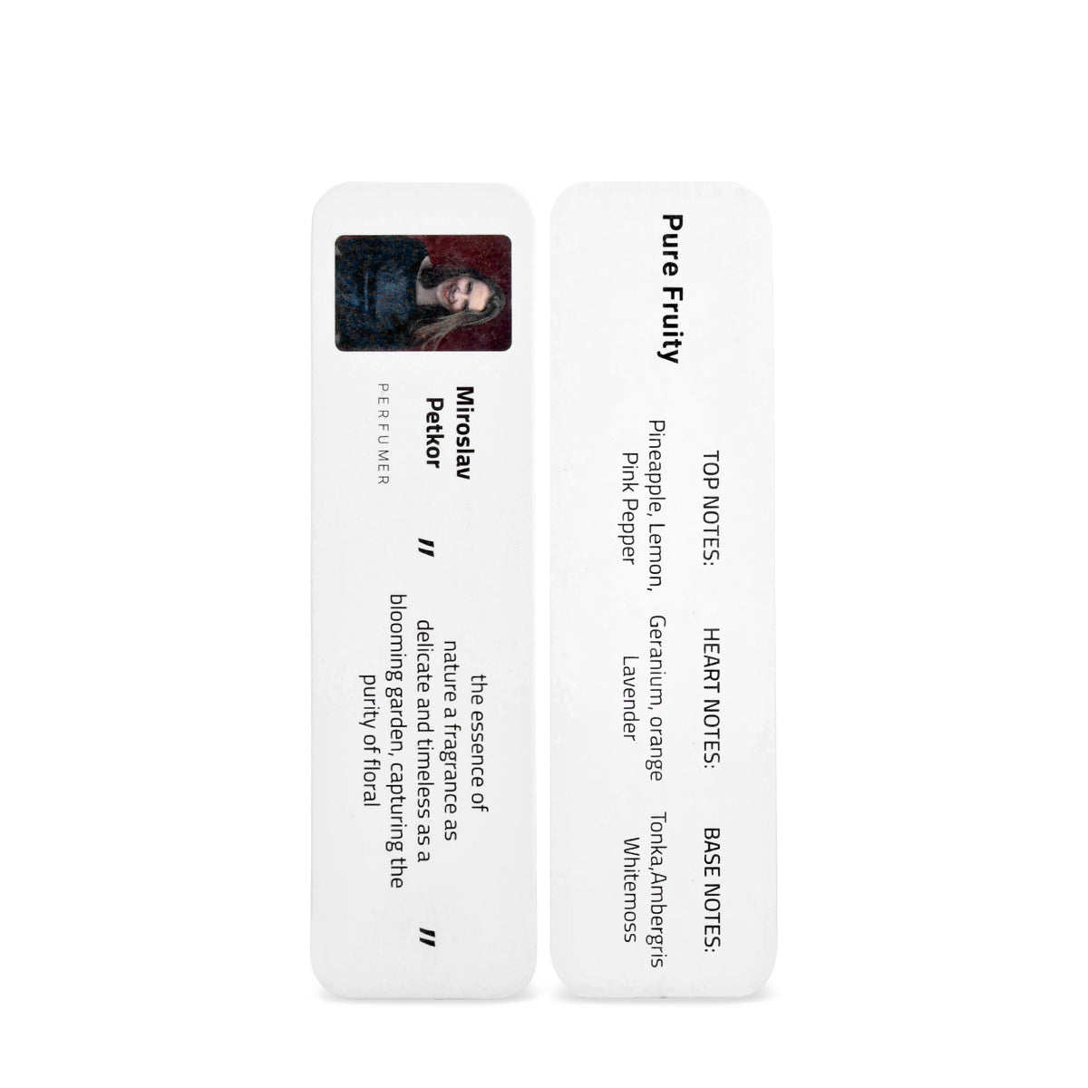 Reef Pure Fruity Parfum 150ml perfumer Miroslav Petkor card with fragrance notes
