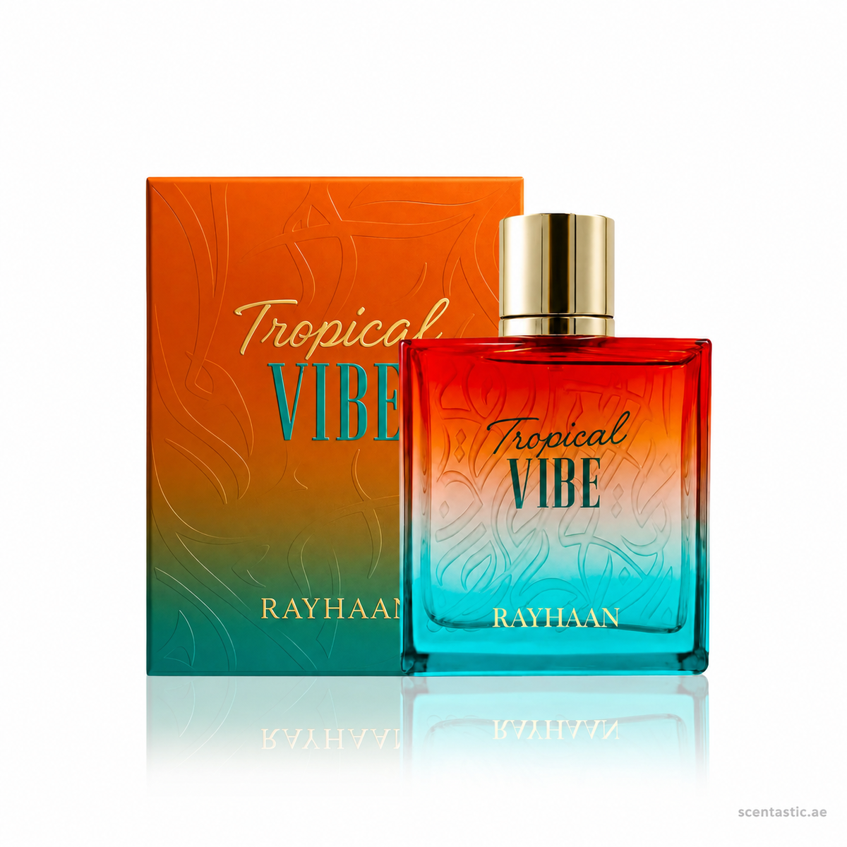 Rayhaan Tropical Vibe 100ml Eau de Parfum Bottle and Packaging – Scentastic UAE