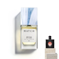 Match Opiume Eau de Parfum 50ml bottle flat lay with reference fragrance