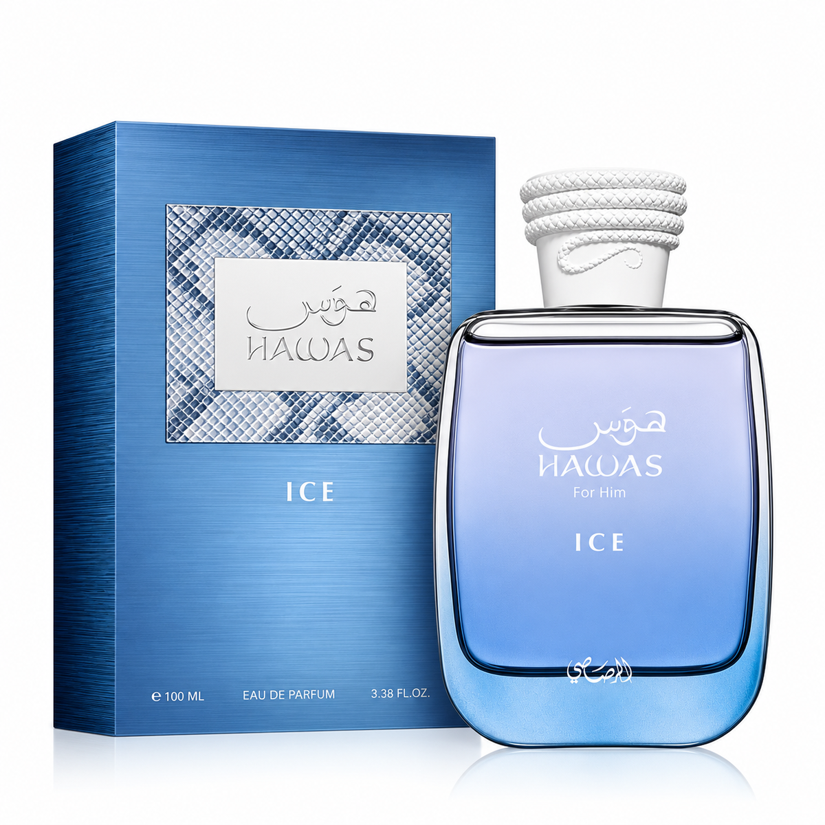 Rasasi Hawas Ice 100ml Eau de Parfum Bottle and Box – Original Rasasi Perfume UAE